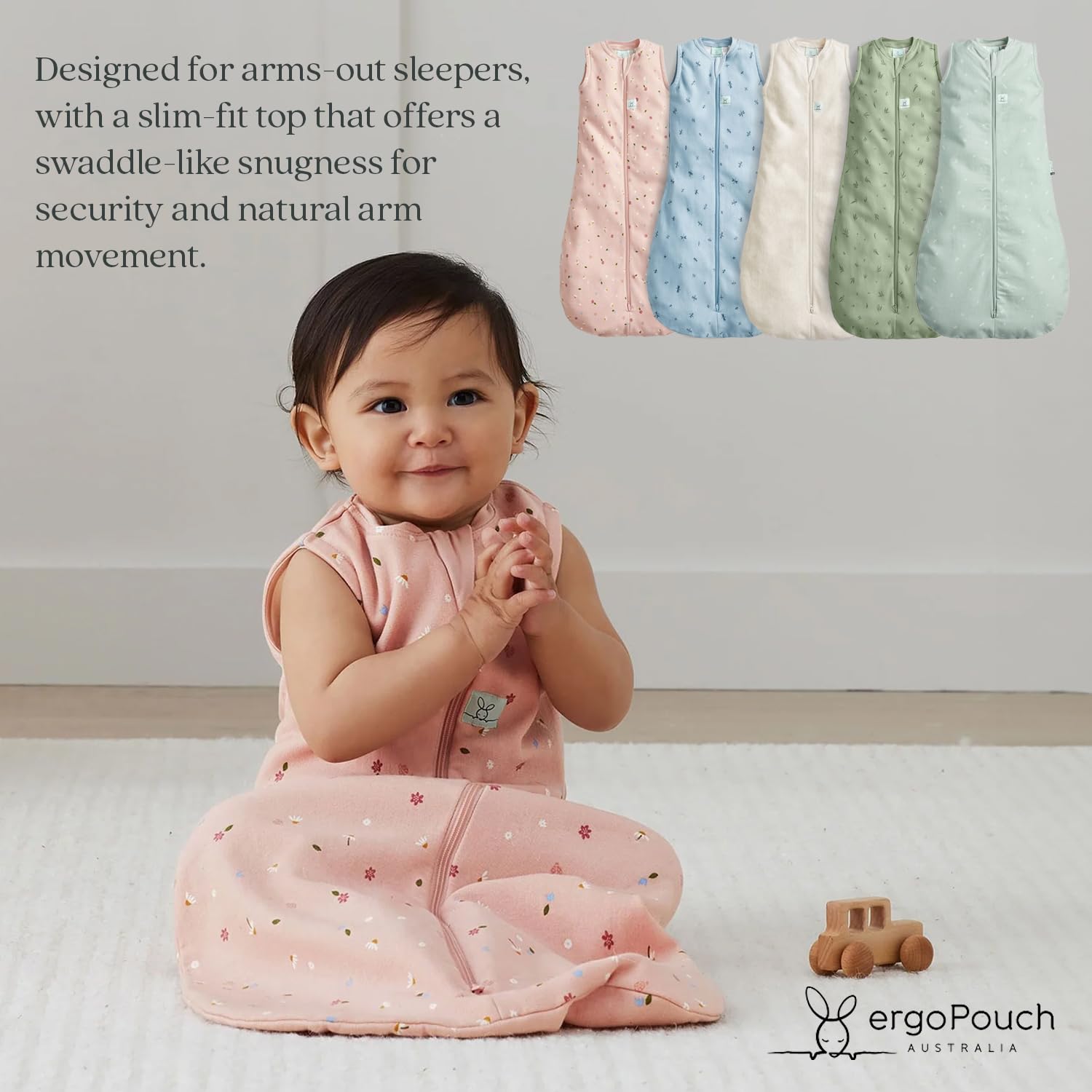ergoPouch Jersey Sleeping Bag 0.2 TOG – Arms-Out Baby Sleep Sack, Ideal Transition from Swaddling, Slim Fit Keeps Baby Secure & Comfortable, Soft Breathable Fabric (3–12 Months, Berries) - Image 3