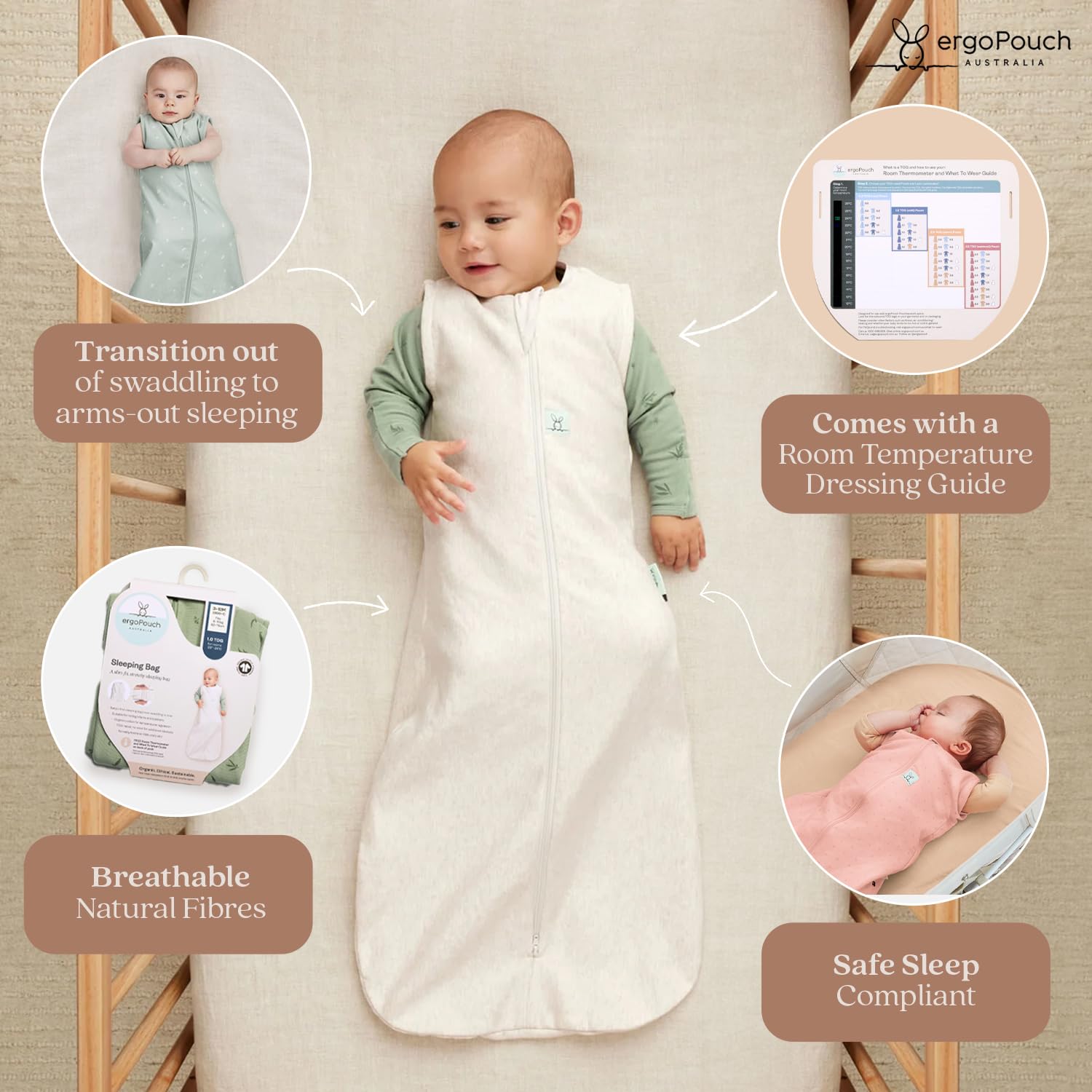 ergoPouch Jersey Sleeping Bag 0.2 TOG – Arms-Out Baby Sleep Sack, Ideal Transition from Swaddling, Slim Fit Keeps Baby Secure & Comfortable, Soft Breathable Fabric (3–12 Months, Berries) - Image 6