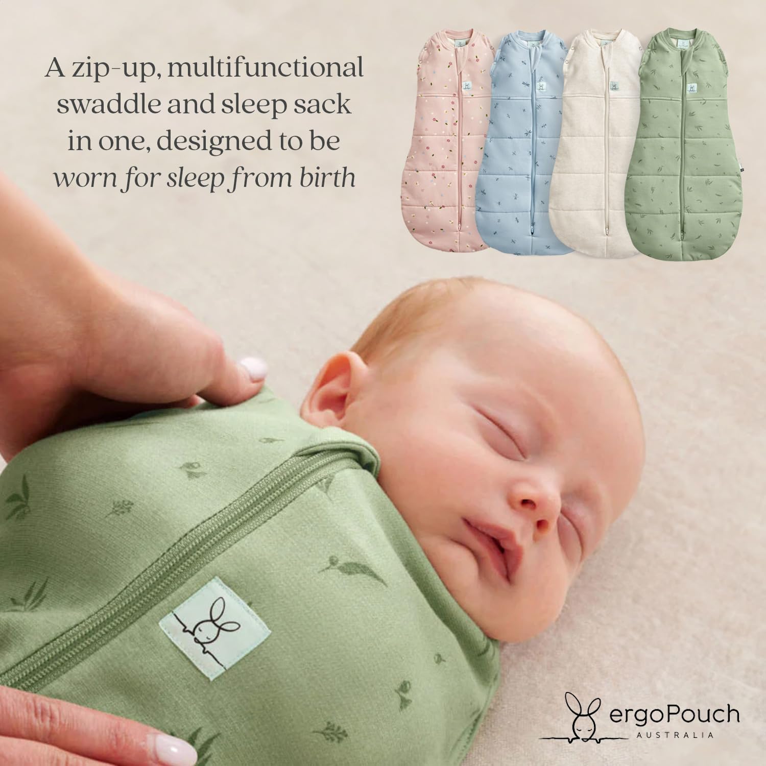 ergoPouch Cocoon Swaddle Sack 0.2 TOG - Baby Sleep Sack, Gentle Snug Fit Helps Calm Startle Reflex, Ideal for Arms In/Out Sleeping, Soft Breathable Fabric for Better Sleep (0 Months, Daisies) - Image 3