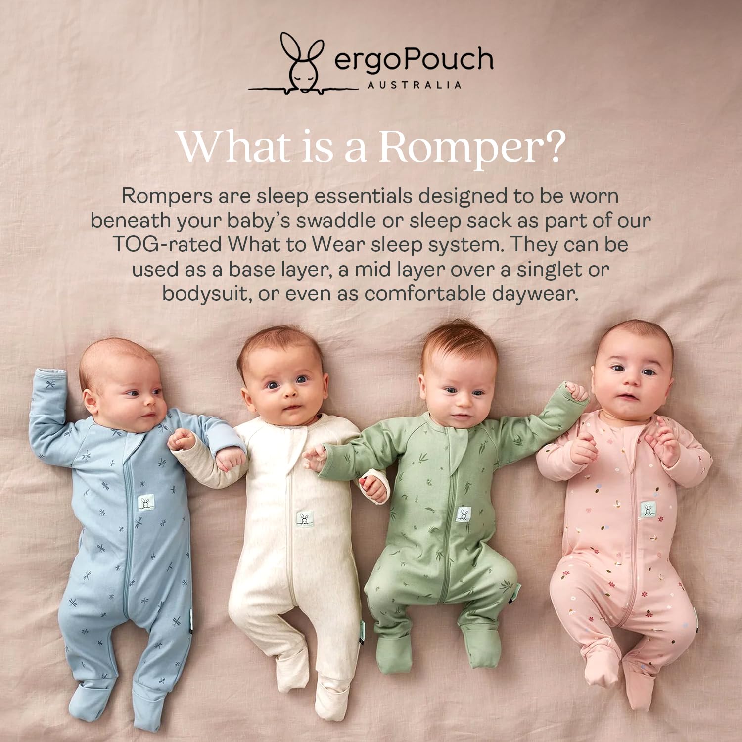 ergoPouch Long Sleeve Romper – Slim-Fit Baby Pajamas & Sleep Layer with Front Zip, Breathable & Durable for Sleep - Image 3