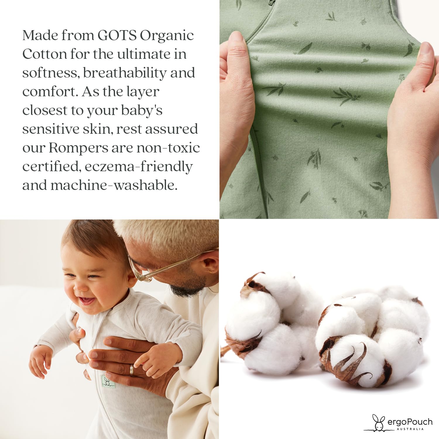 ergoPouch Long Sleeve Romper – Slim-Fit Baby Pajamas & Sleep Layer with Front Zip, Breathable & Durable for Sleep - Image 5