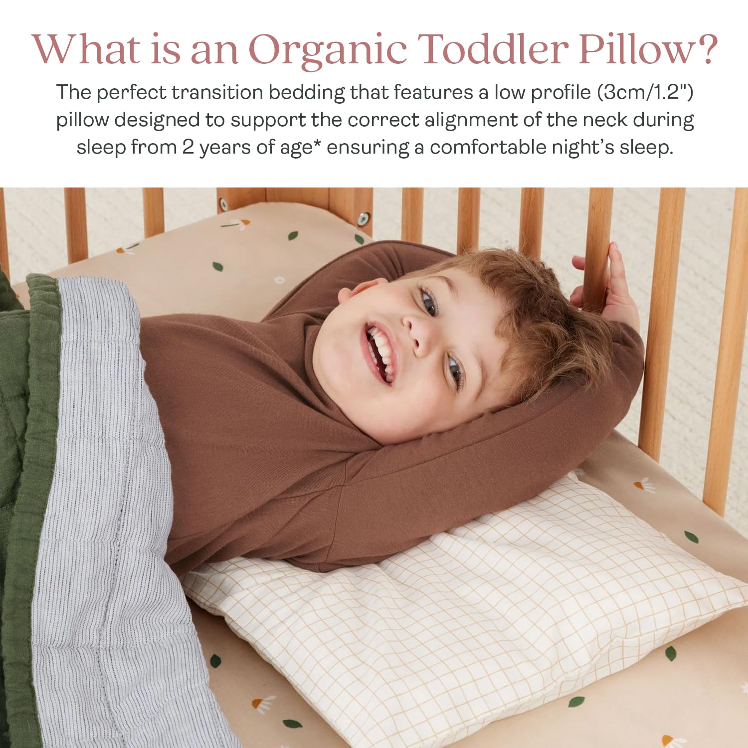 ergoPouch Organic Toddler Pillow and Cover – Low-Profile 1" Design for Proper Neck Alignment, Soft & Durable GOTS-Certified Cotton, Machine Washable, Breathable & Gentle on Skin (Daisies) - Image 7