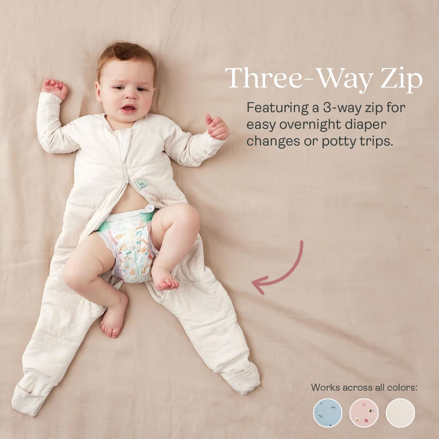 ergoPouch Sleep Onesie 2.5 TOG – Warm Baby Romper & Sleep Layer with Full-Zip, Guarding Against Blankets, Breathable & Movement-Friendly, Ideal for Transitional Sleeping (6-12 Months, Daisies) - Image 3