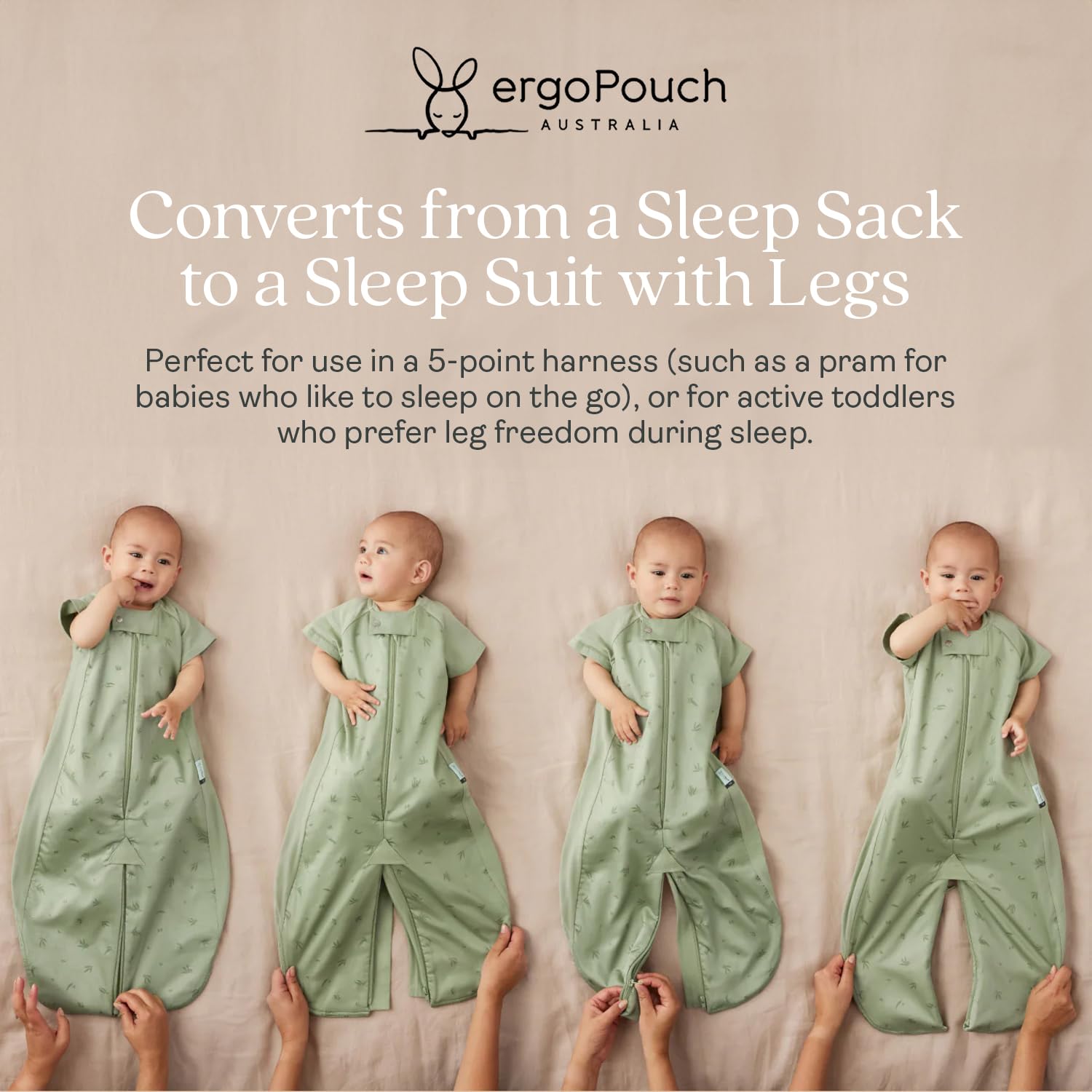 ergoPouch Sleep Suit Bag 2.5 TOG – Baby Sleep Sack & Wearable Blanket, 2-in-1 Convertible Sack to Suit with Legs for Safe Movement, Regulates Temperature Overnight, Unisex (3-12 Months, Daisies) - Image 3