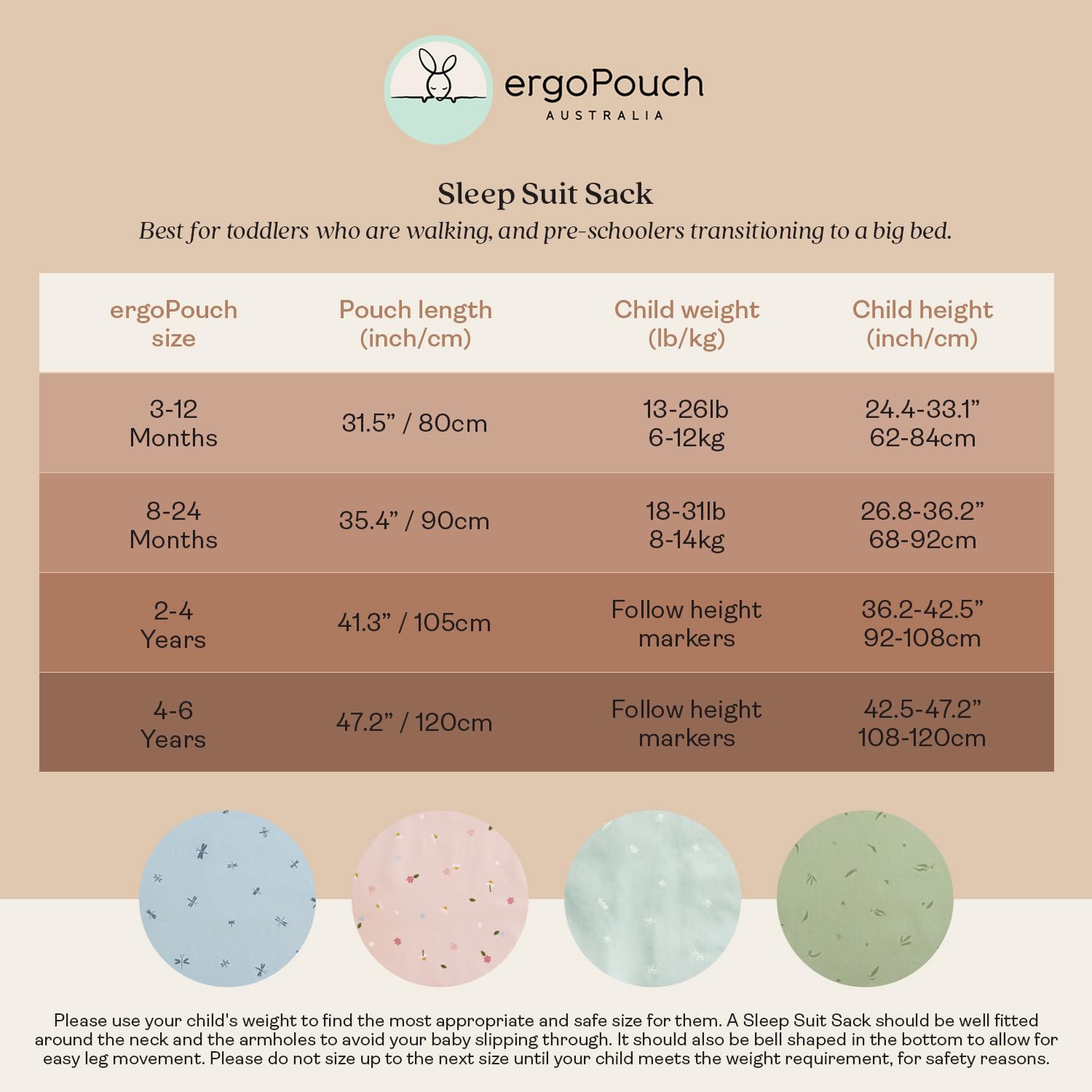 ergoPouch Sleep Suit Bag 2.5 TOG – Baby Sleep Sack & Wearable Blanket, 2-in-1 Convertible Sack to Suit with Legs for Safe Movement, Regulates Temperature Overnight, Unisex (3-12 Months, Daisies) - Image 6