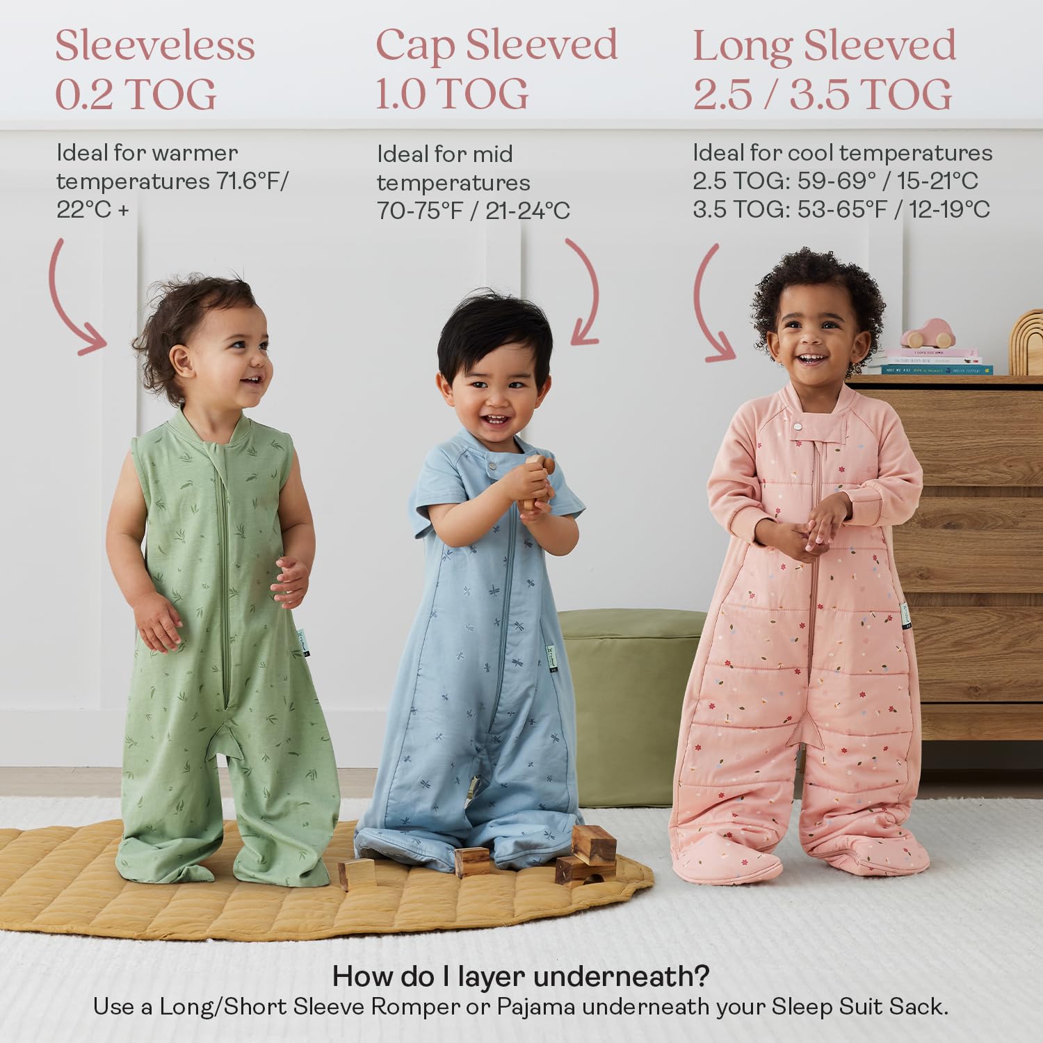 ergoPouch Sleep Suit Bag 2.5 TOG – Baby Sleep Sack & Wearable Blanket, 2-in-1 Convertible Sack to Suit with Legs for Safe Movement, Regulates Temperature Overnight, Unisex (3-12 Months, Daisies) - Image 7